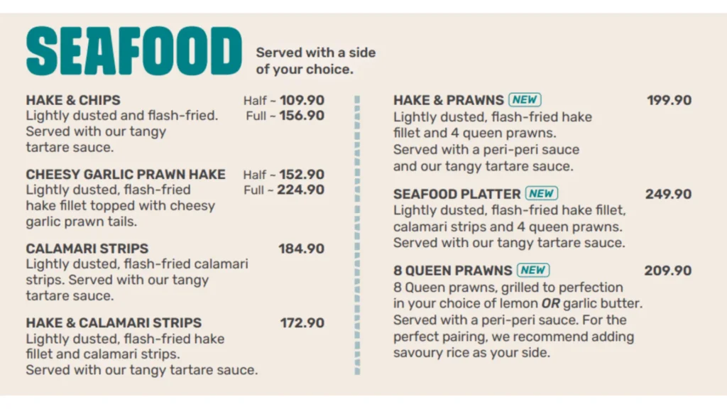 Spur Seafood Menu and Prices 2024