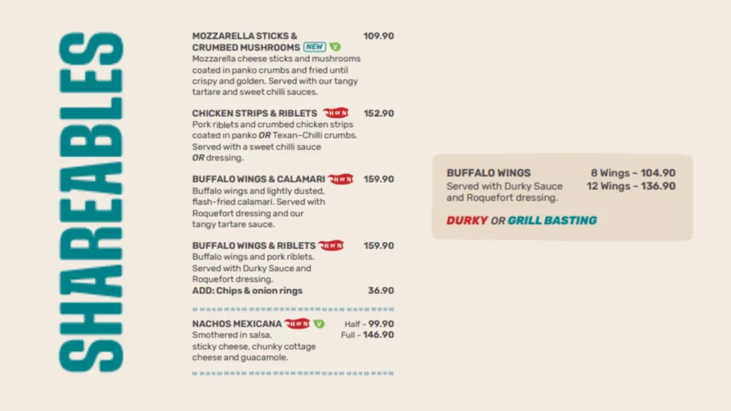 Spur Shareables Menu Prices