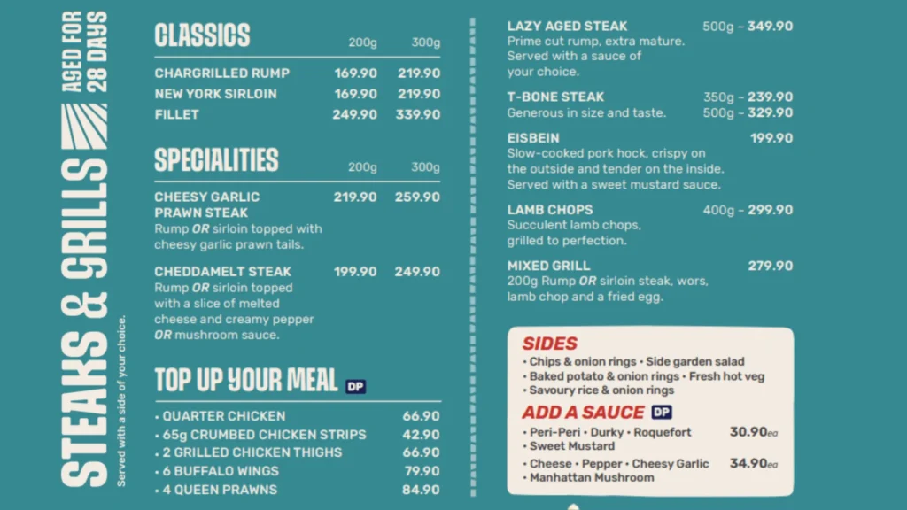 Spur Sizzling Steaks & Grills Menu & Prices
