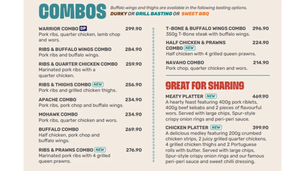 Spur Combo Menu and Prices 2025 1 Spur Combo Menu