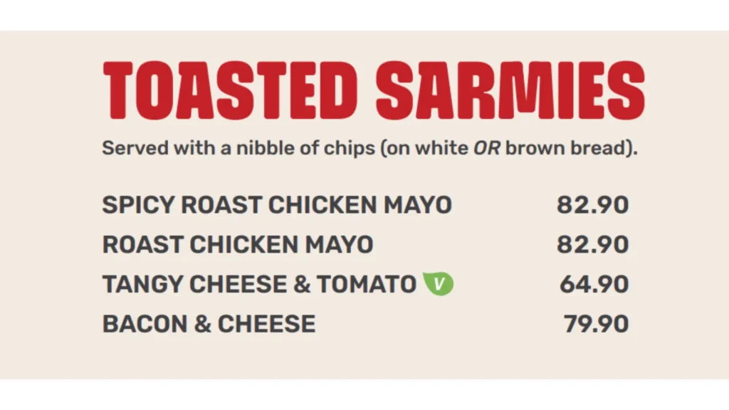 Spur Toasted Sarmies Menu With Prices 2024