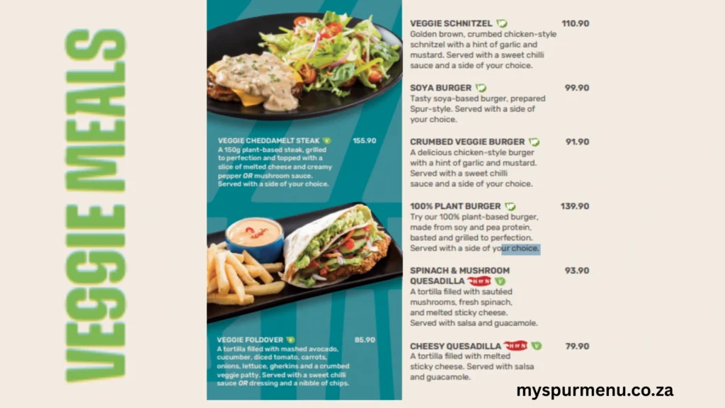 Spur Vegetarian Menu