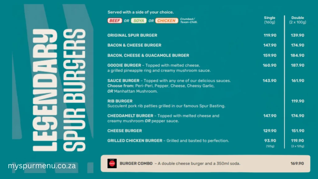 Spur Burgers Menu and Prices 2025 1 Spur Burgers Menu