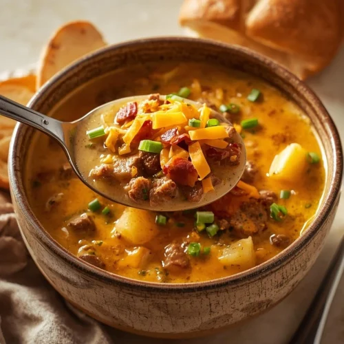 Crockpot Cheeseburger Soup | Creamy Slow Cooker 2 Crockpot Cheeseburger Soup